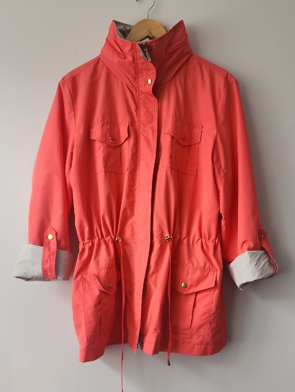 JM Collection Coral Trench Coat with Cream Trim 🐦‍🔥